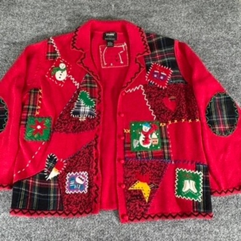 Designers Originals Studio Joy Cardigan Womens XL Ugly Christmas Ramie Cotton